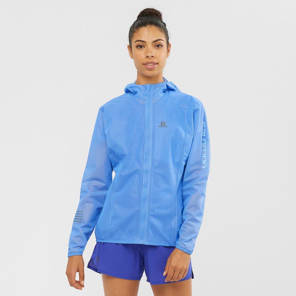 Vestes Salomon Femme Bleu Bleu Royal - Salomon LIGHTNING RACE WATERPROOF - France (8239-SRWLH)